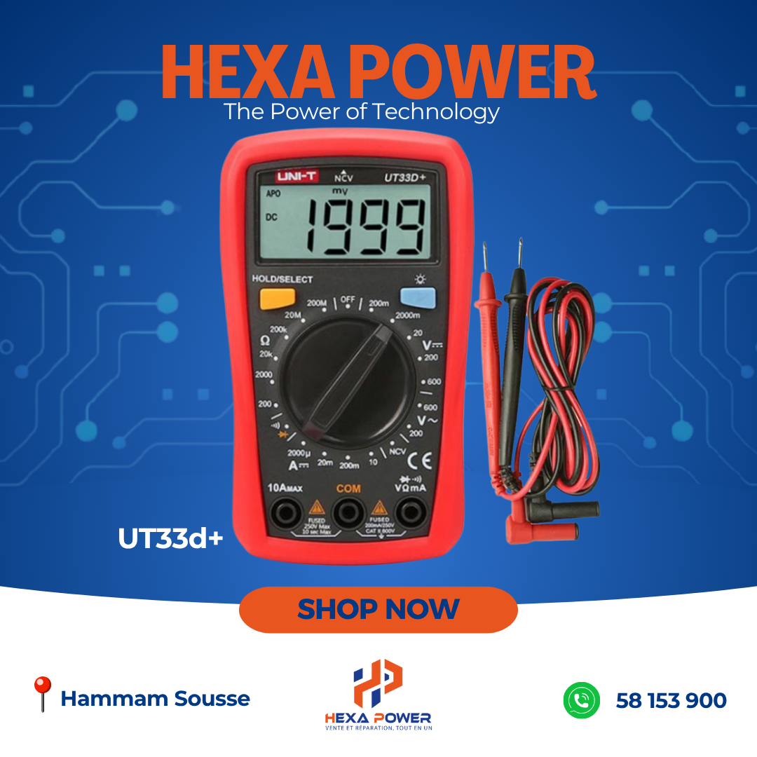 Multimètre UT33D+ – Sécurité et performance pour électriciens - Hexa Power