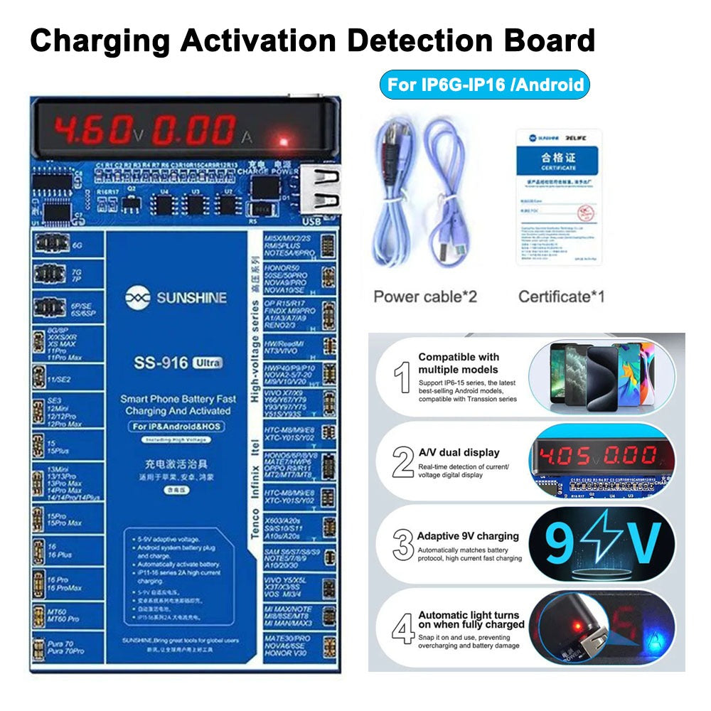 SS-916 SUNSHINE Universelle Activation Batterie Android & iPhone 16 - Hexa Power
