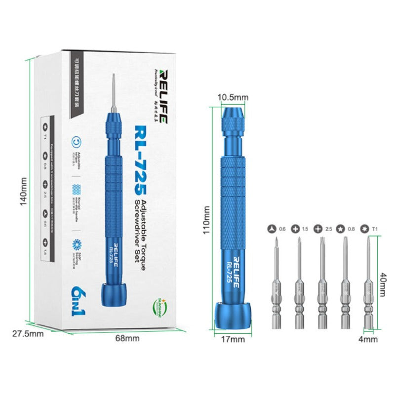 RL-725 : Tournevis de précision 6-en-1 pour réparation mobile - Hexa Power