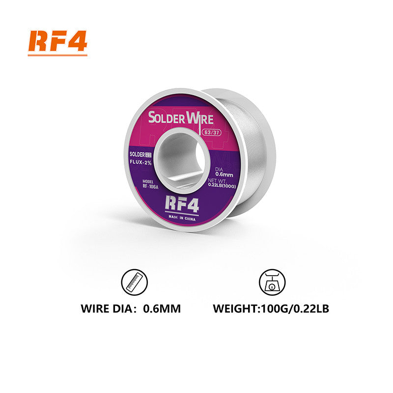 RF4 Lead-Free Rosin Core Solder Tin Wire 100GR 0.6MM RF-106A - Hexa Power