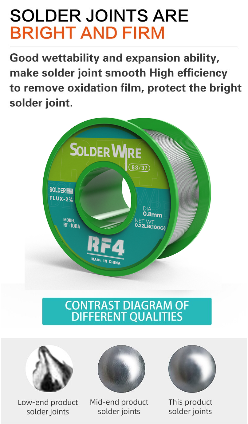 RF4 Lead-Free Rosin Core Solder Tin Wire 100GR 0.8MM RF-108A - Hexa Power