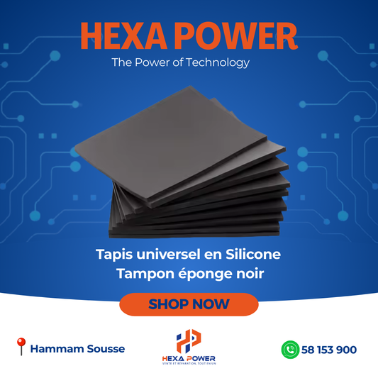 Tapis universel en Silicone Super doux 25x20cm, Machine de stratification sous vide OCA, tapis en caoutchouc, outil de réparation d'écran LCD OLED, tampon éponge noir - Hexa Power