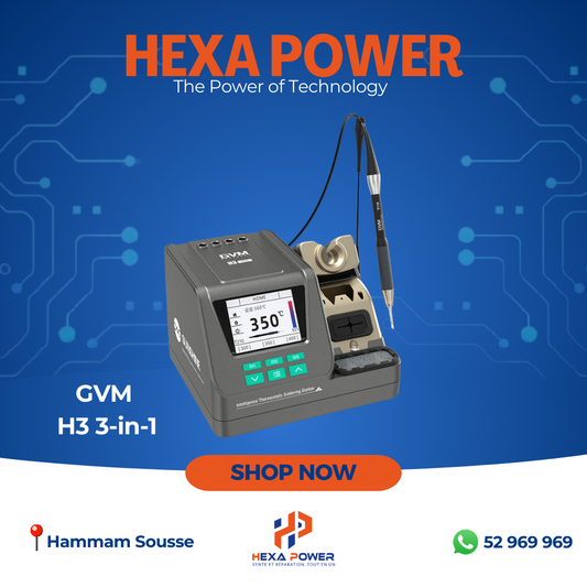 Sunshine GVM H3 3 in1  Station de soudage intelligente avec fer à souder, air chaud et testeur de tension