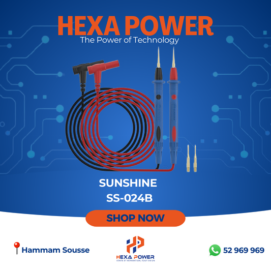 SUNSHINE SS‑024B – Cordons de test pour multimètre avec pointes interchangeables
