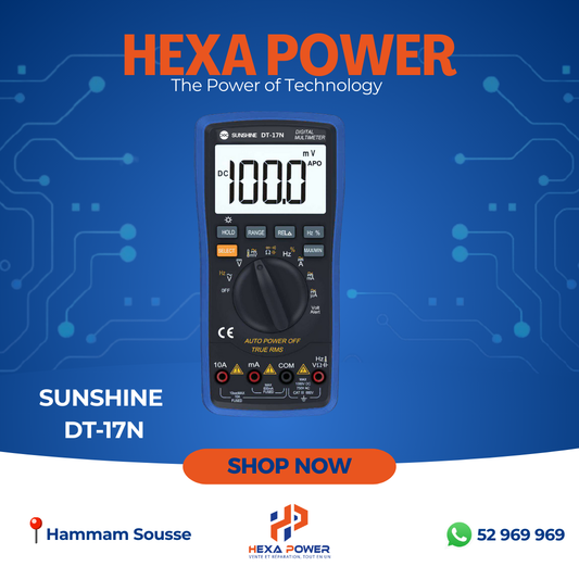 SUNSHINE DT-17N – Multimètre numérique automatique True RMS avec écran LCD rétroéclairé