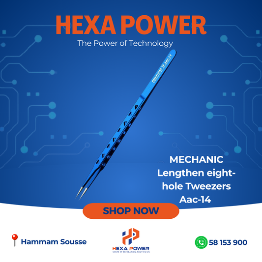 MECHANIC Lengthen eight-hole Tweezers Aac-14 - Hexa Power