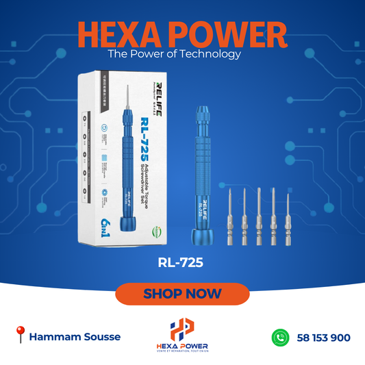 RL-725 : Tournevis de précision 6-en-1 pour réparation mobile - Hexa Power
