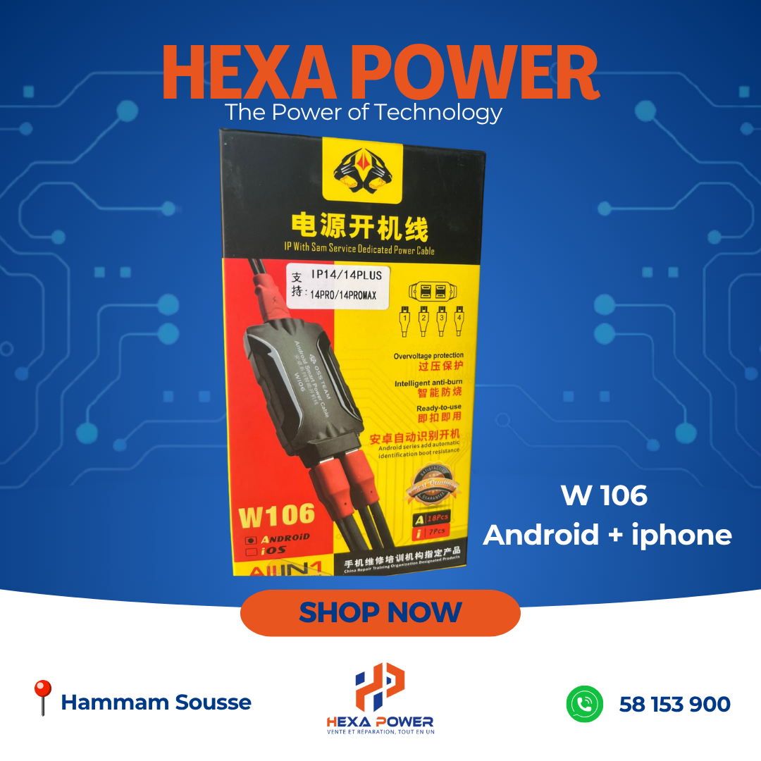 - OSS TEAM W106 : Câble de démarrage universel Android & iPhone - Hexa Power