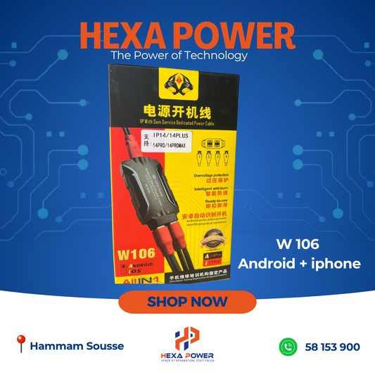 - OSS TEAM W106 : Câble de démarrage universel Android & iPhone - Hexa Power