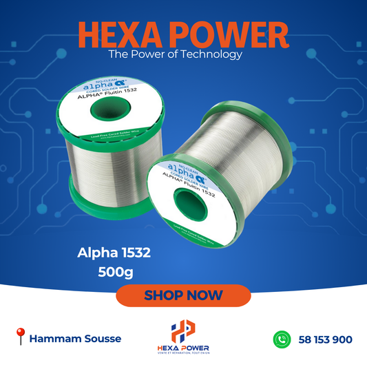 Fil de soudure Alpha Fluitin 1532 sans plomb  – 1mm, 500g - Hexa Power