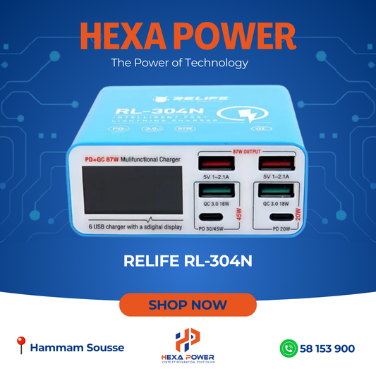 RELIFE
6 ports charger
RL-304N - Hexa Power