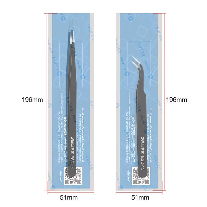 RELIFE Black anti-static Tweezers ESD-11 - Hexa Power