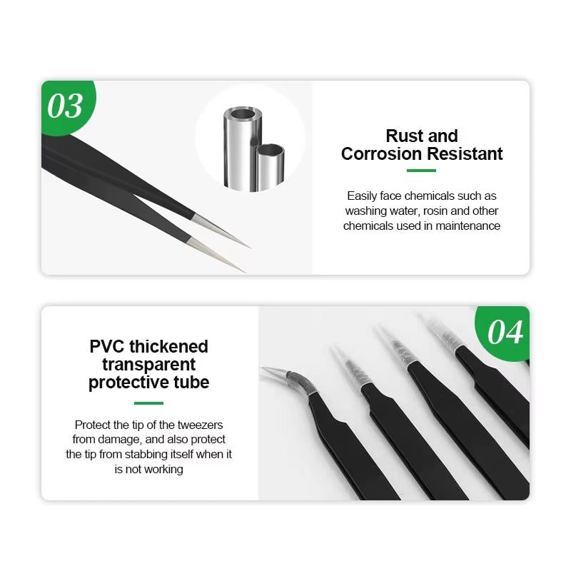 RELIFE Black anti-static Tweezers ESD-11 - Hexa Power