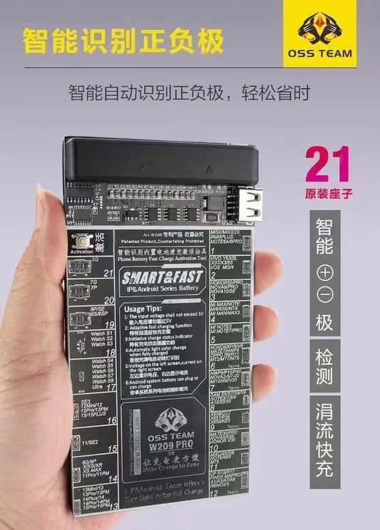 OSS TEAM Smart phone battery fast charging and activated 2in1 tool W209 Pro V9 - Hexa Power