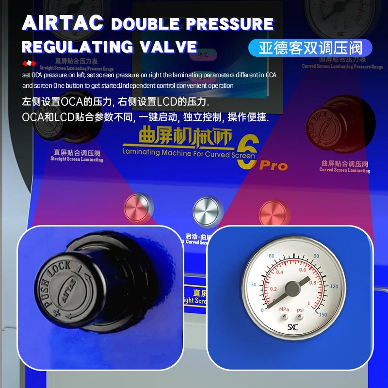 Machine de plastification sous vide mécanique, pour écran droit, immark Mini, kit de mousse à bulles, manomètre avec compresseur d'air et pompe - Hexa Power