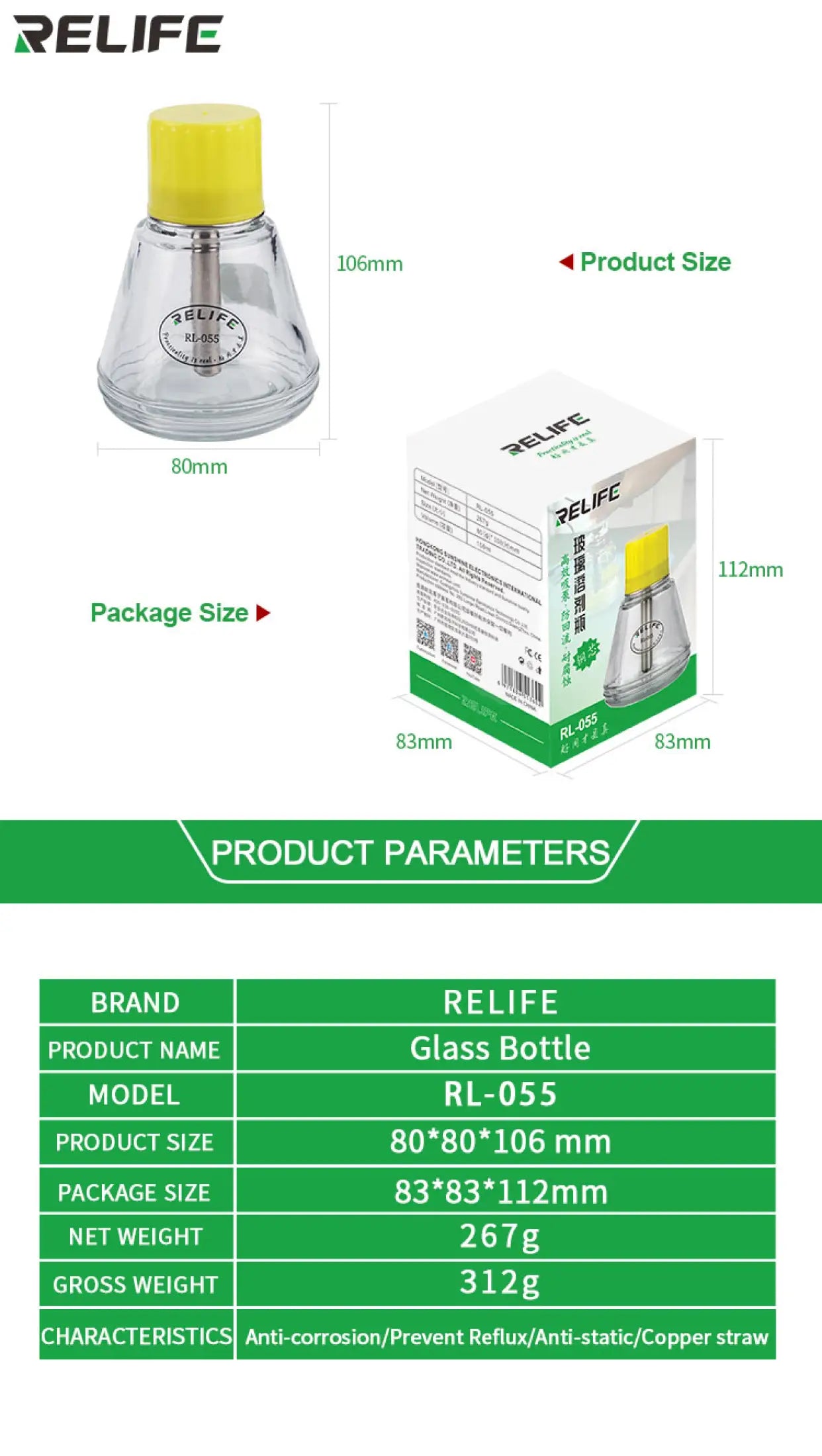 RELIFE Glass Bottle RL-055 - Hexa Power