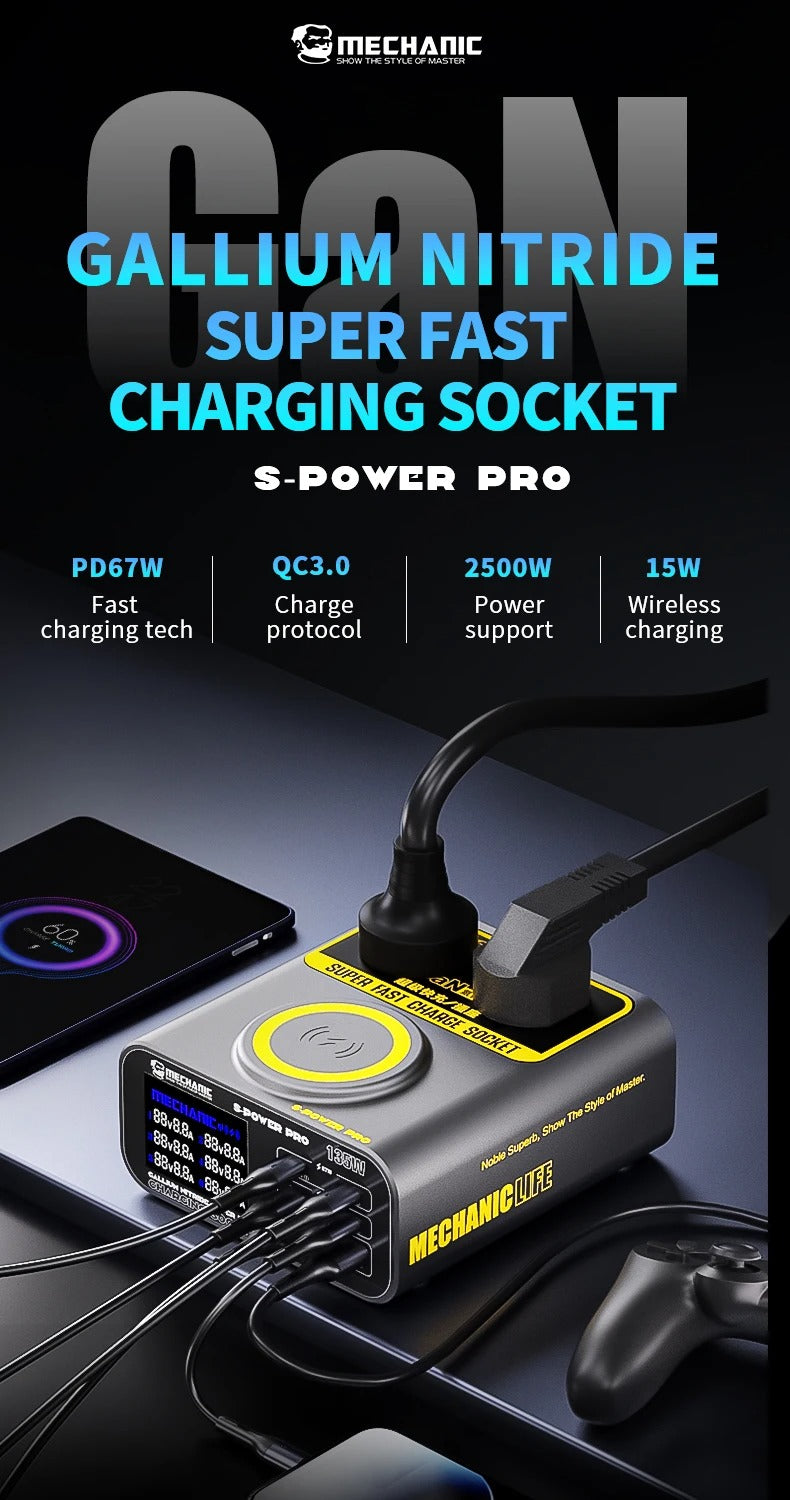 Mechanic S-Power Pro – Chargeur GaN Multi-Ports + Wireless