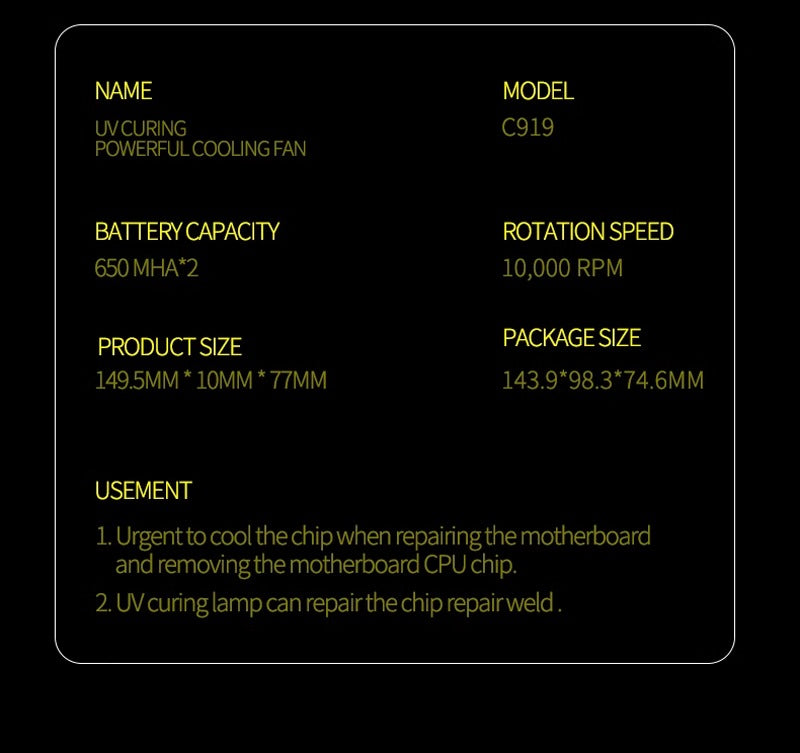 MECHANIC-C919 3-in-1 UV Curing and Cooling Fan