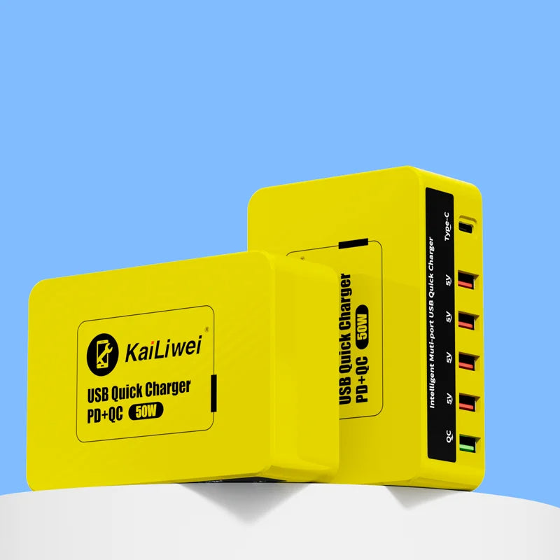 Chargeur Universel Kailiwei  KLW-818 – 50W, 6 Ports USB + Type-C + QC3.0 - Hexa Power